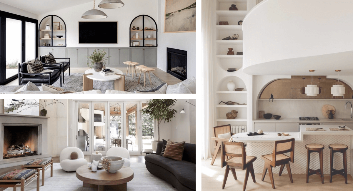 examples of soft corners and rounded edges; interior design trends 2023